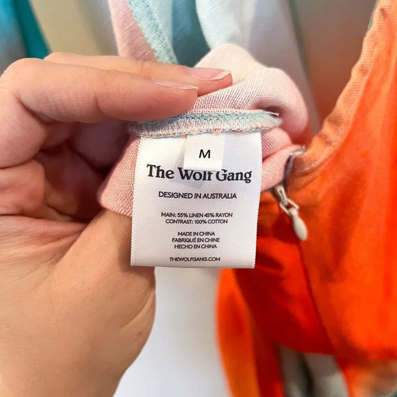 The Wolf Gang Martina Linen Blend Ombre Open Cutout Back Straight Leg Jumpsuit M - Picture 12 of 15